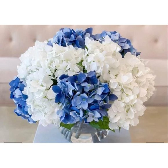 20 count | White & Sky Dusty Blue Shades Hydrangeas Wedding Flowers Bouquet - Picture 1 of 5